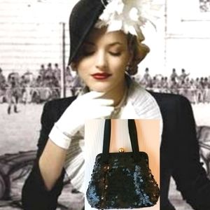 Vintage La Regale Black Sequin  Purse